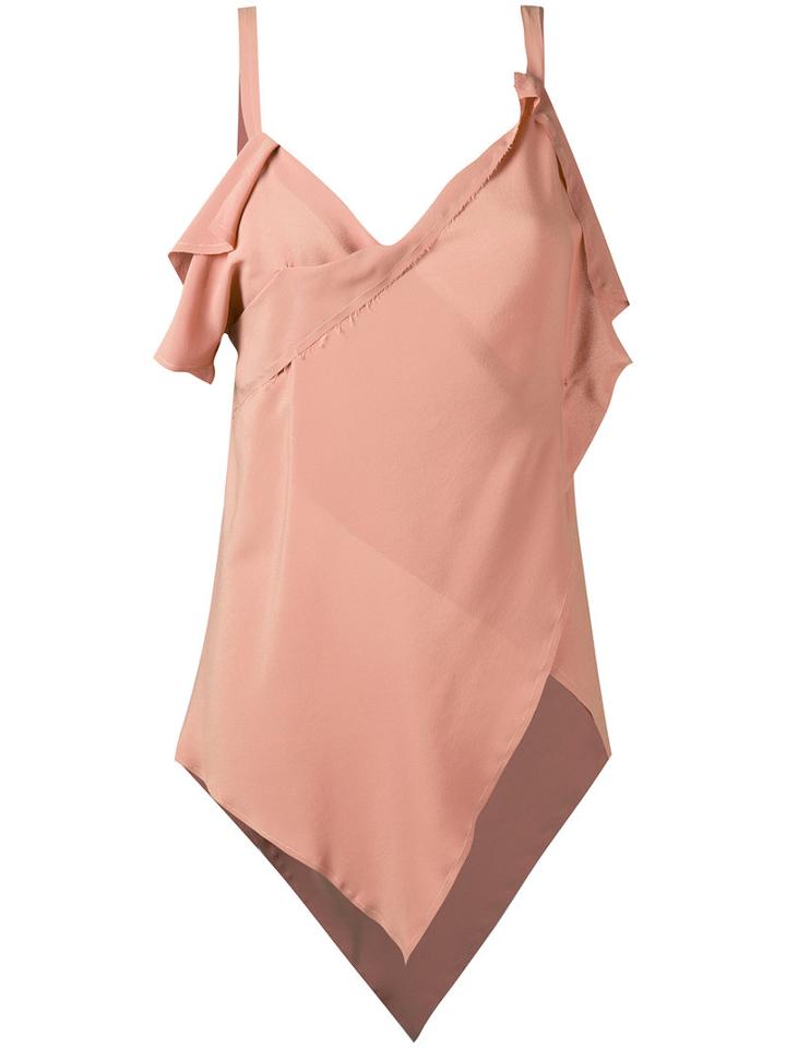 Erika Cavallini - Draped Asymmetric Top - Women - Silk/acetate - 38, Nude/neutrals, Silk/acetate