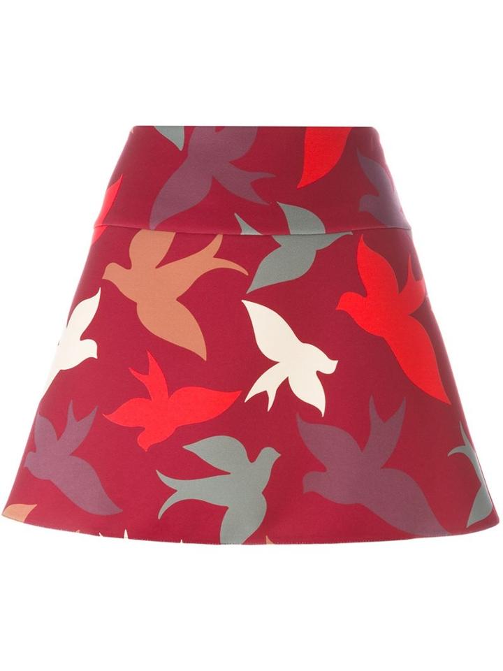 Red Valentino Swallow Print A-line Skirt