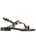 Ash Ash Pattaya01 Black Foulard Flower Leather/fur/exotic