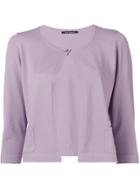 Luisa Cerano Cropped Three-quarter Sleeve Cardigan - Pink & Purple
