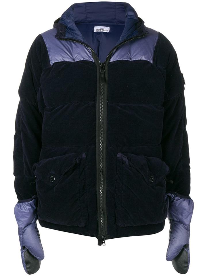 Stone Island Padded Jacket With Gloves - Blue