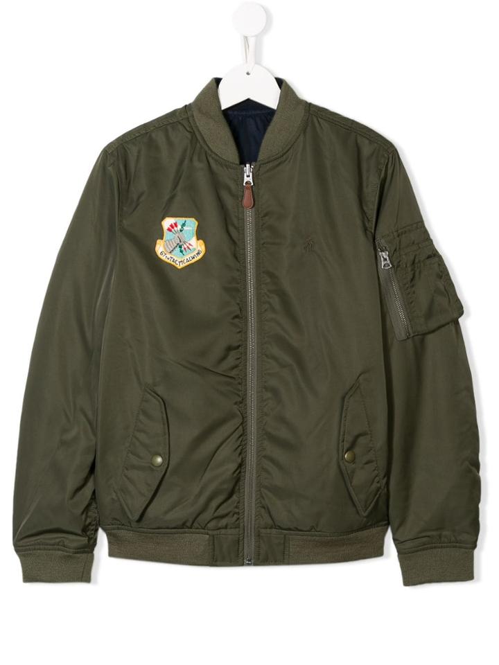 Ralph Lauren Kids Teen Patch Embellished Bomber Jacket - Green