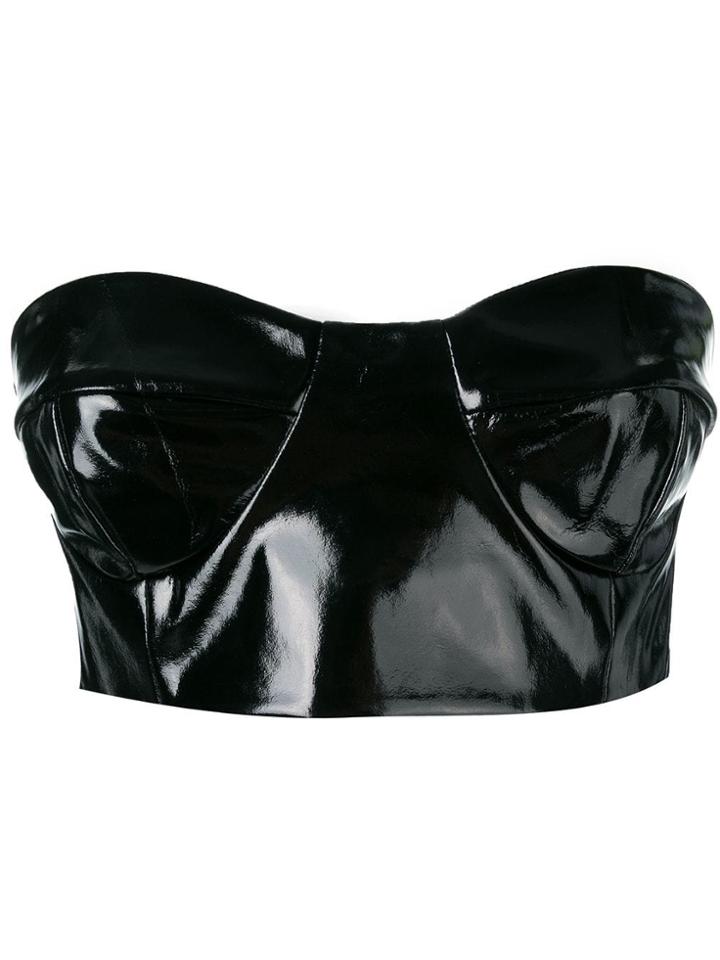 Gcds Varnished Strapless Top - Black