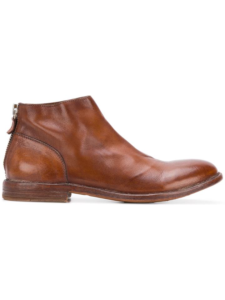 Moma Back Zip Ankle Boots - Brown