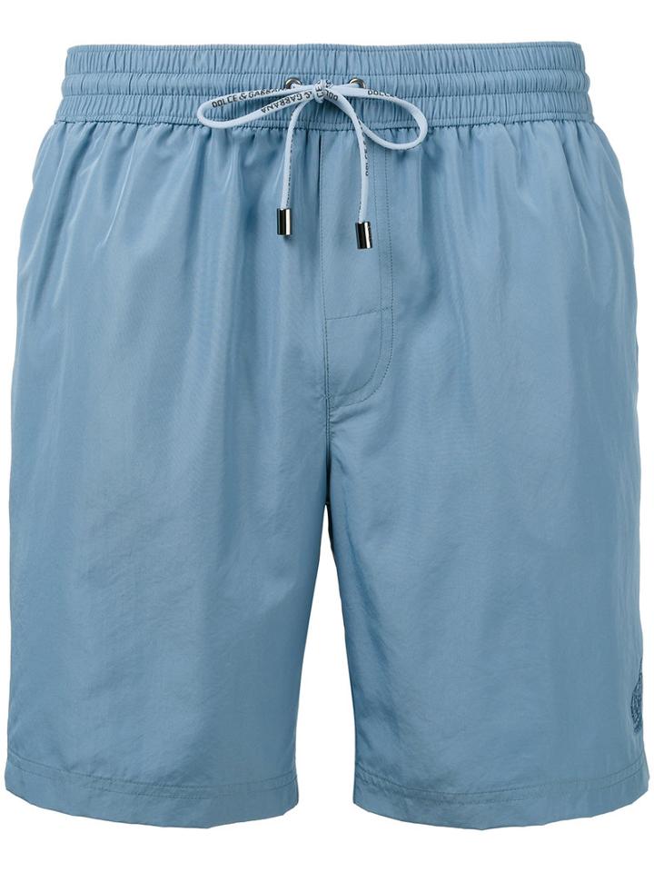 Dolce & Gabbana Drawstring Swim Shorts, Men's, Size: Medium, Blue, Polyester