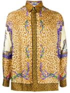 Versace Vintage Leopard Mixed Print Shirt, Men's, Size: 52