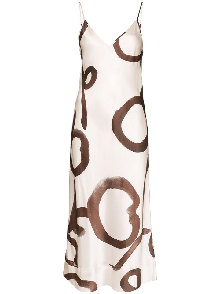 Lee Mathews Bella Floral Print Silk Dress - Neutrals