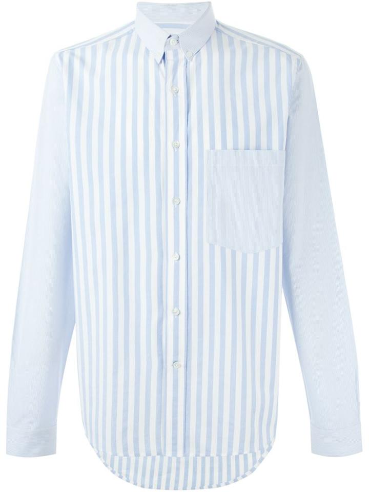 Ami Alexandre Mattiussi Striped Shirt, Men's, Size: 42, Blue, Cotton