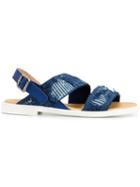 Mm6 Maison Margiela Frayed Denim Sandals