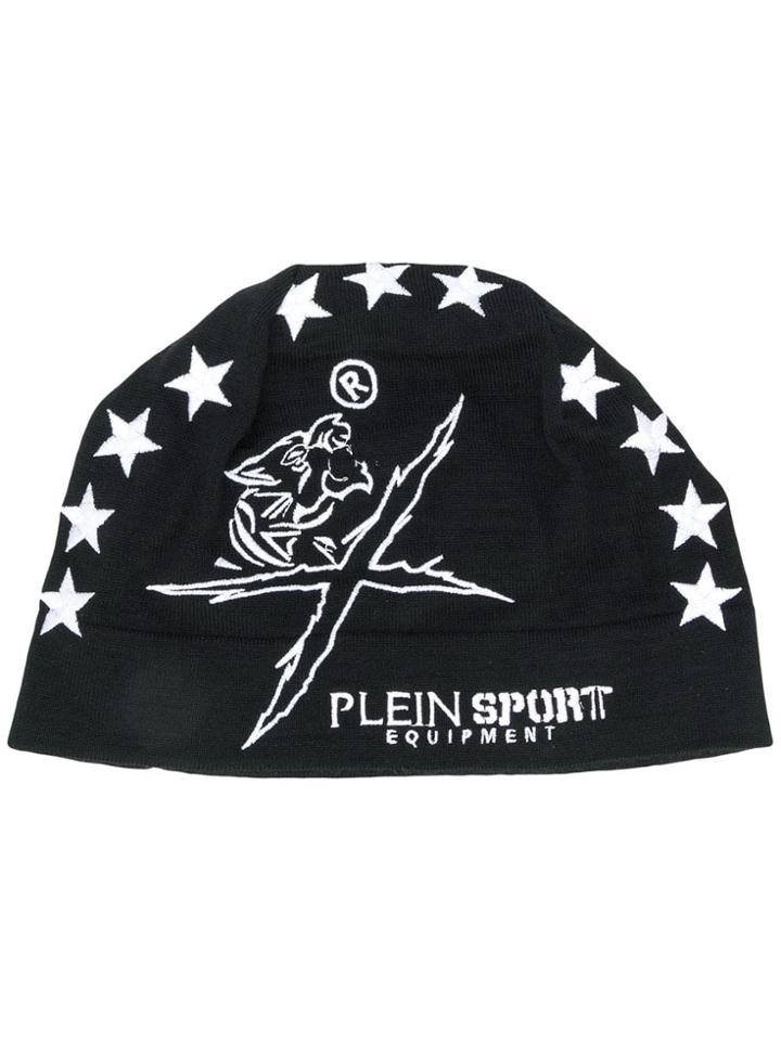 Plein Sport Tiger Intarsia Beanie - Black