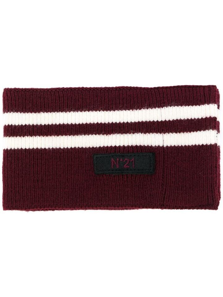 Nº21 Striped Scarf - Red