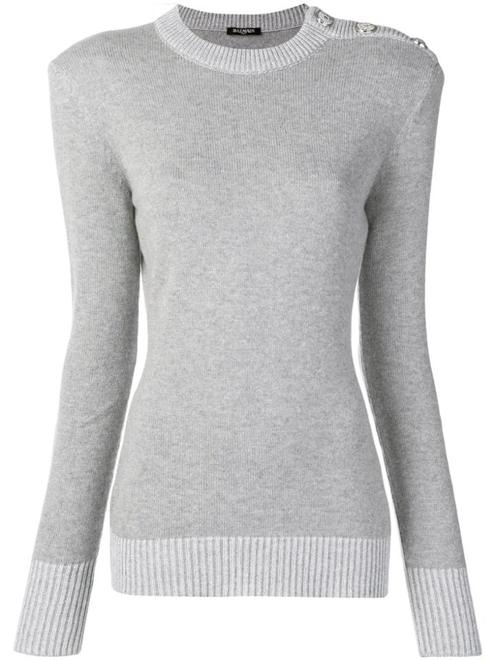 Balmain Buttoned Shoulder Jumper - Grey