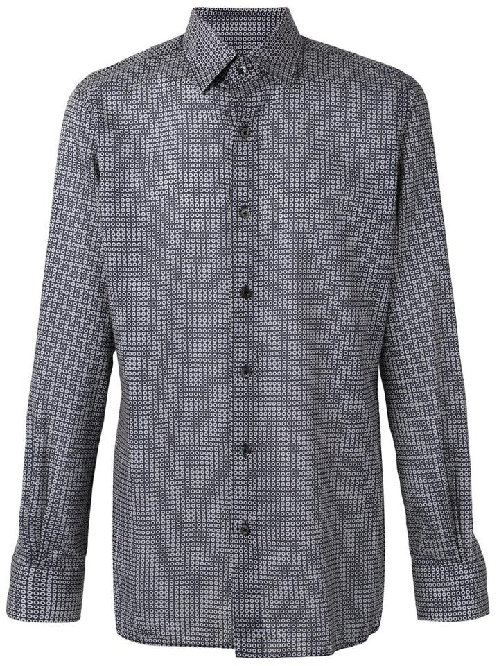 Tom Ford Circular Print Classic Shirt, Men's, Size: 41, Blue, Cotton