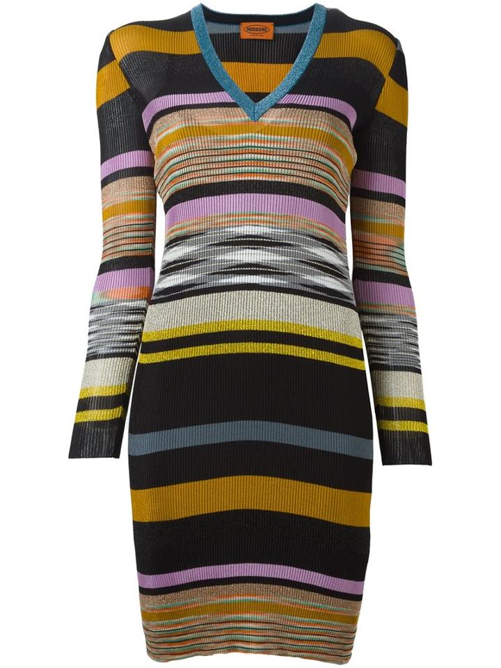Missoni V-neck Knitted Dress, Women's, Size: 38, Silk/polyester/spandex/elastane/rayon