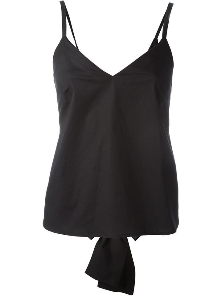 P.a.r.o.s.h. Bow Detail Tank Top, Women's, Size: M, Black, Cotton/spandex/elastane