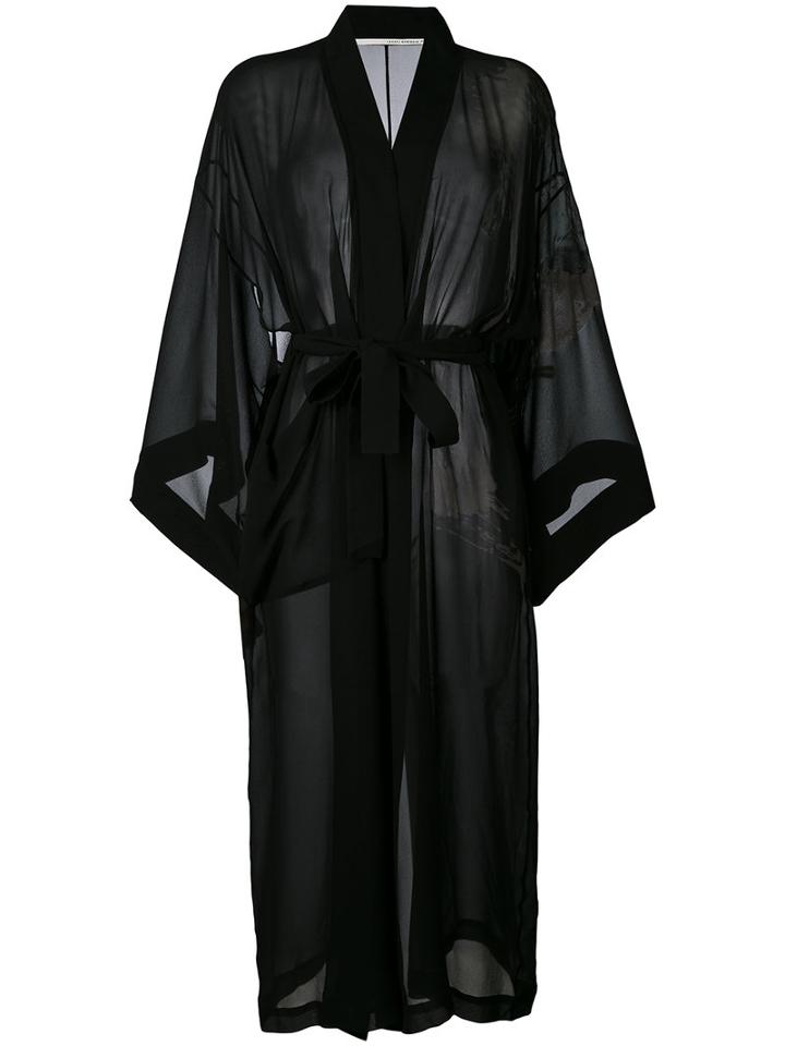 Isabel Benenato - Long Belted Kimono - Women - Silk - 42, Black, Silk