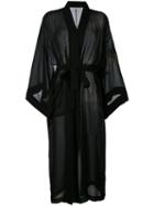 Isabel Benenato - Long Belted Kimono - Women - Silk - 42, Black, Silk