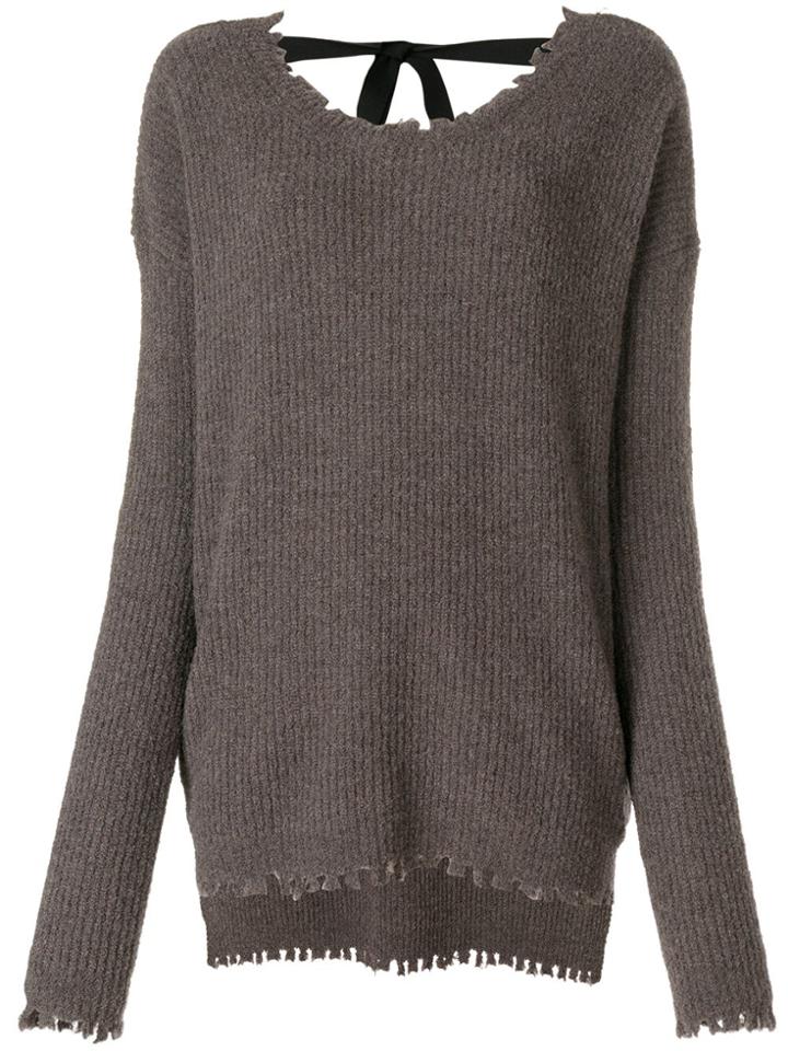 Uma Wang Distressed Ribbed Knit Sweater - Brown