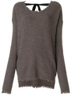 Uma Wang Distressed Ribbed Knit Sweater - Brown