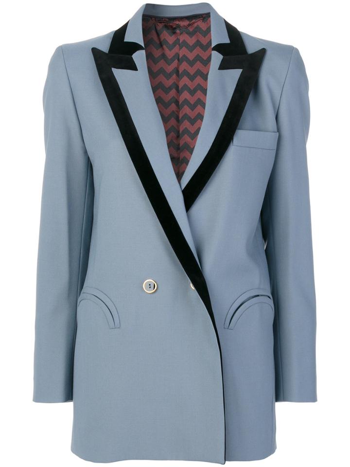 Blazé Milano Contrast Lapels Blazer - Blue