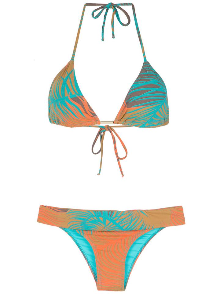 Brigitte - Printed Triangle Bikini Set - Women - Polyamide/spandex/elastane - Pp, Orange, Polyamide/spandex/elastane