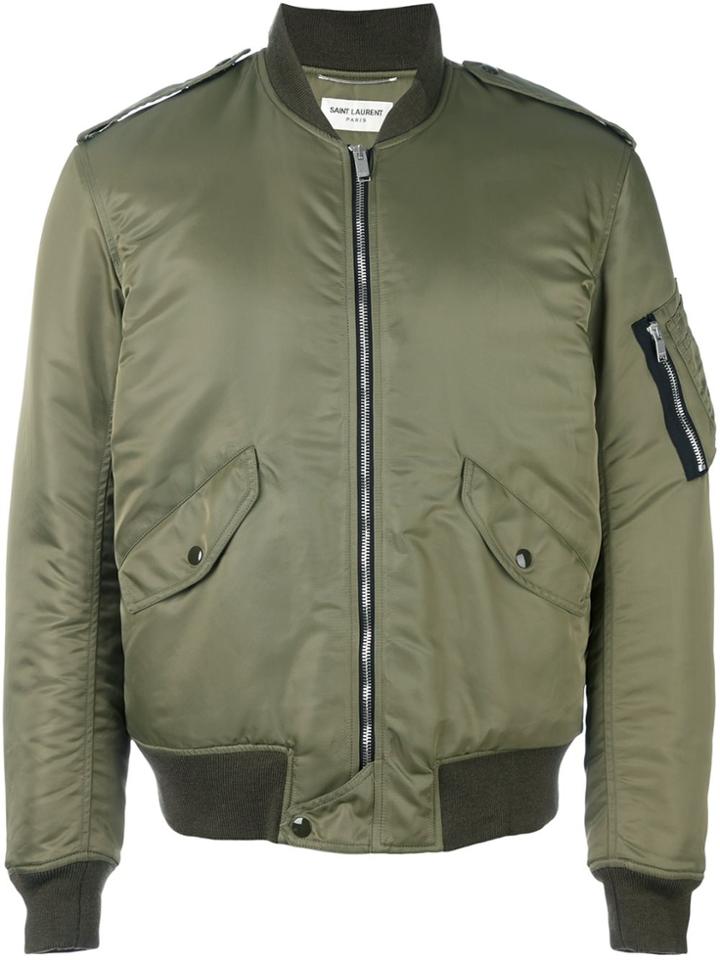 Saint Laurent Classic Bomber Jacket - Green