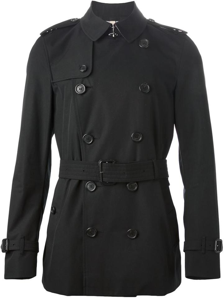 Burberry Belted Trench Coat, Men's, Size: 44, Black, Cotton