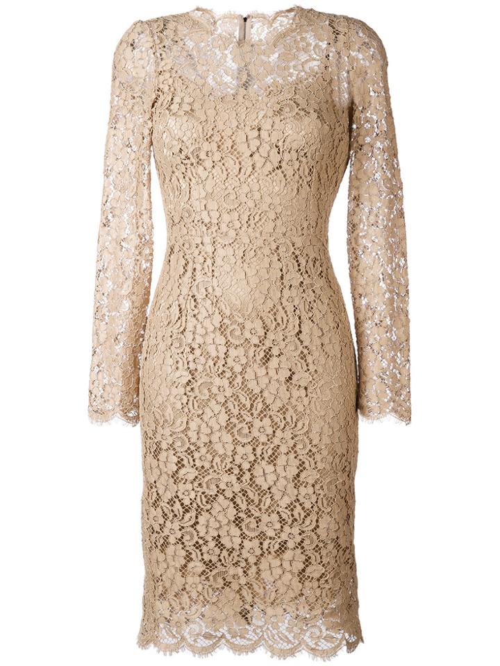 Dolce & Gabbana Floral Lace Dress - Nude & Neutrals