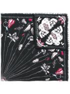 Alexander Mcqueen Skull And Butterfly Print Scarf - Black