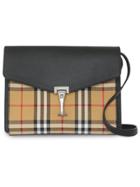 Burberry Small Vintage Check And Leather Crossbody Bag - Black