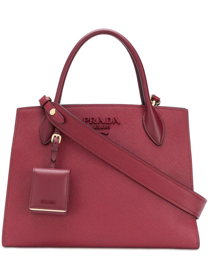 Prada Monochrome Tote Bag - Red