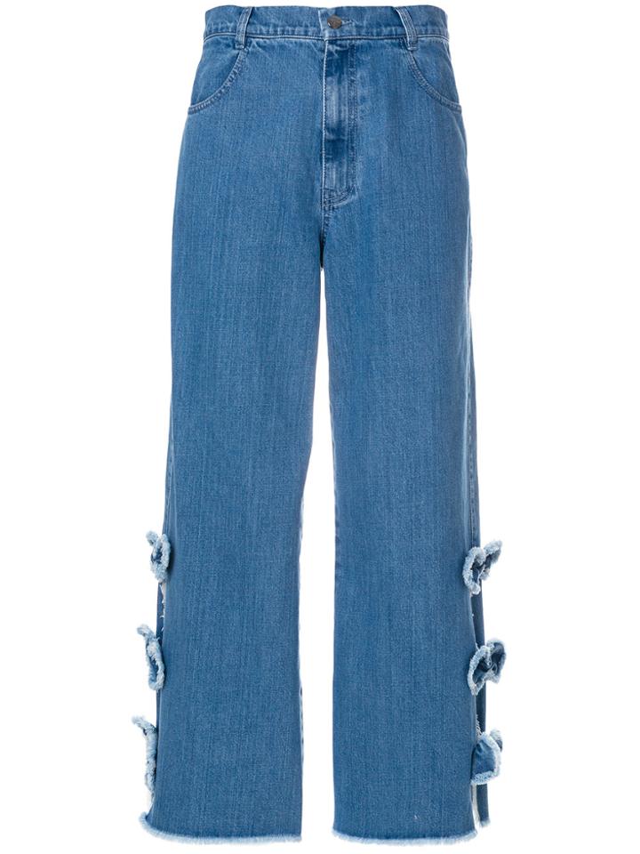 Vivetta Bow Slit Wide Leg Jeans - Blue