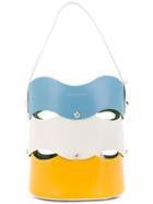 Sara Battaglia Cutout Colourblock Bucket Bag - White