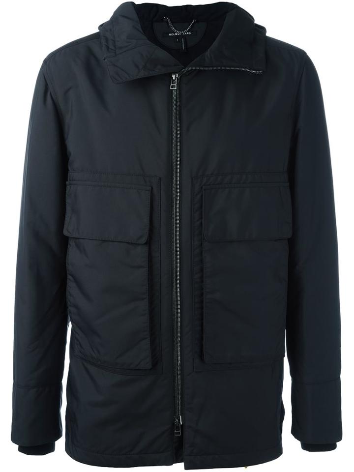 Helmut Lang Hooded Padded Jacket, Men's, Size: Small, Black, Cotton/polyamide/polyester/wool