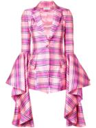Christian Siriano Plaid Ruffled Hem Jacket - Pink