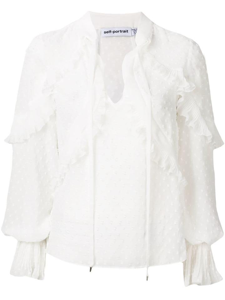 Self-portrait Plumeti Frilled Blouse - White