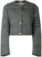 Thom Browne 4-bar Oversized Down Cardigan Jacket - Grey