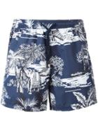 Etro Printed Swim Shorts, Men's, Size: Xl, Blue, Nylon