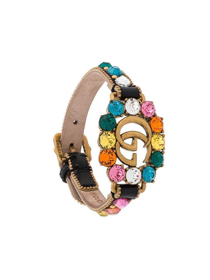 Gucci Embellished Logo Bracelet - Black