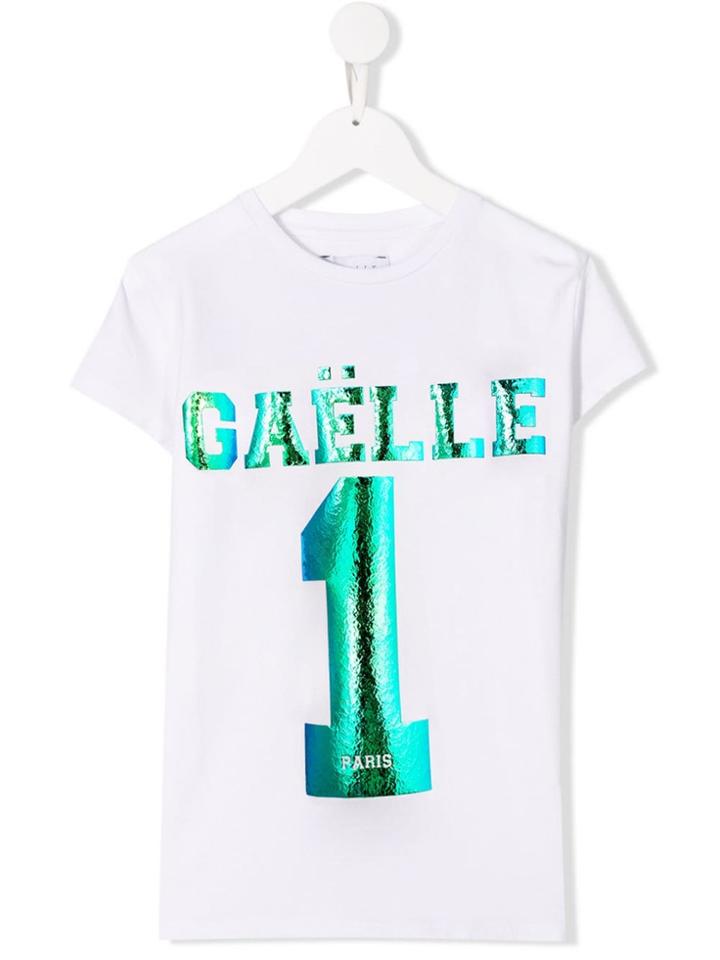 Gaelle Paris Kids Teen Metallic Logo T-shirt - White