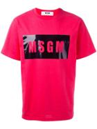 Msgm Logo Print T-shirt, Men's, Size: Small, Pink/purple, Cotton