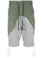 Greg Lauren Mix Fabric Shorts - Green