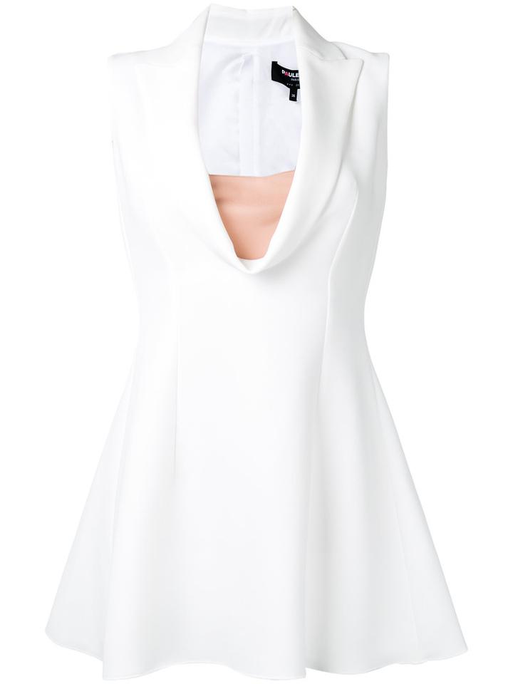Paule Ka - Plunging V-neck Top - Women - Polyester - 36, White, Polyester