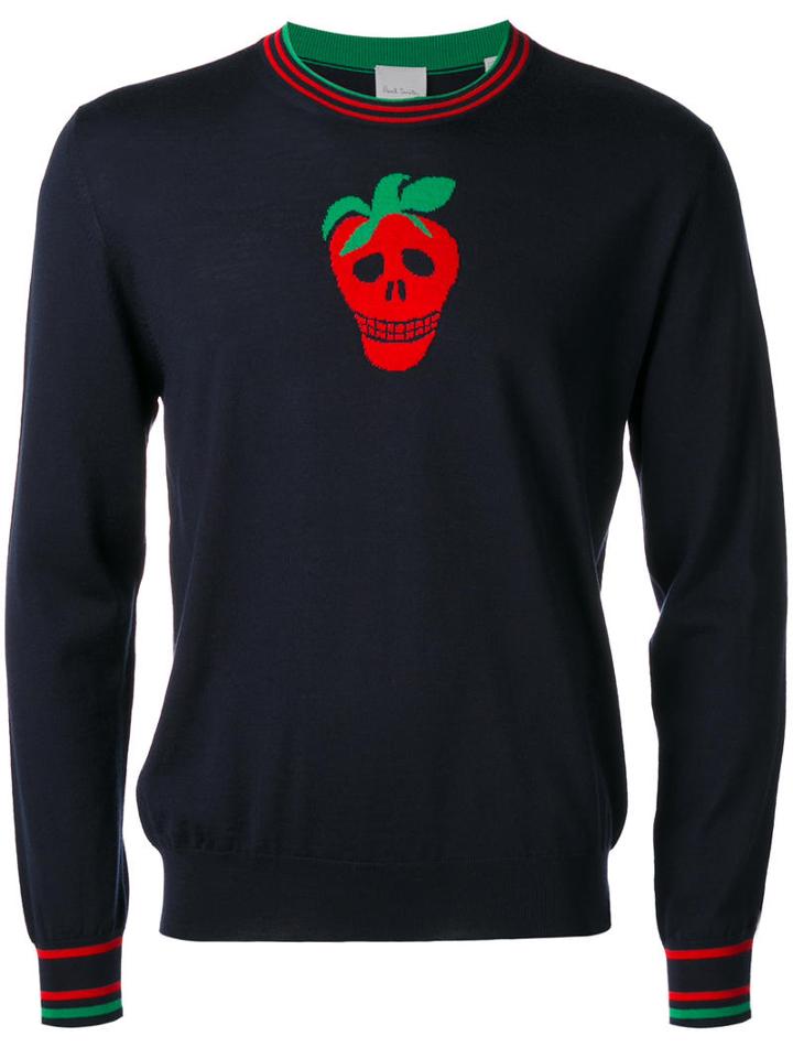 Paul Smith Strawberry Motif Jumper, Size: Medium, Blue, Merino
