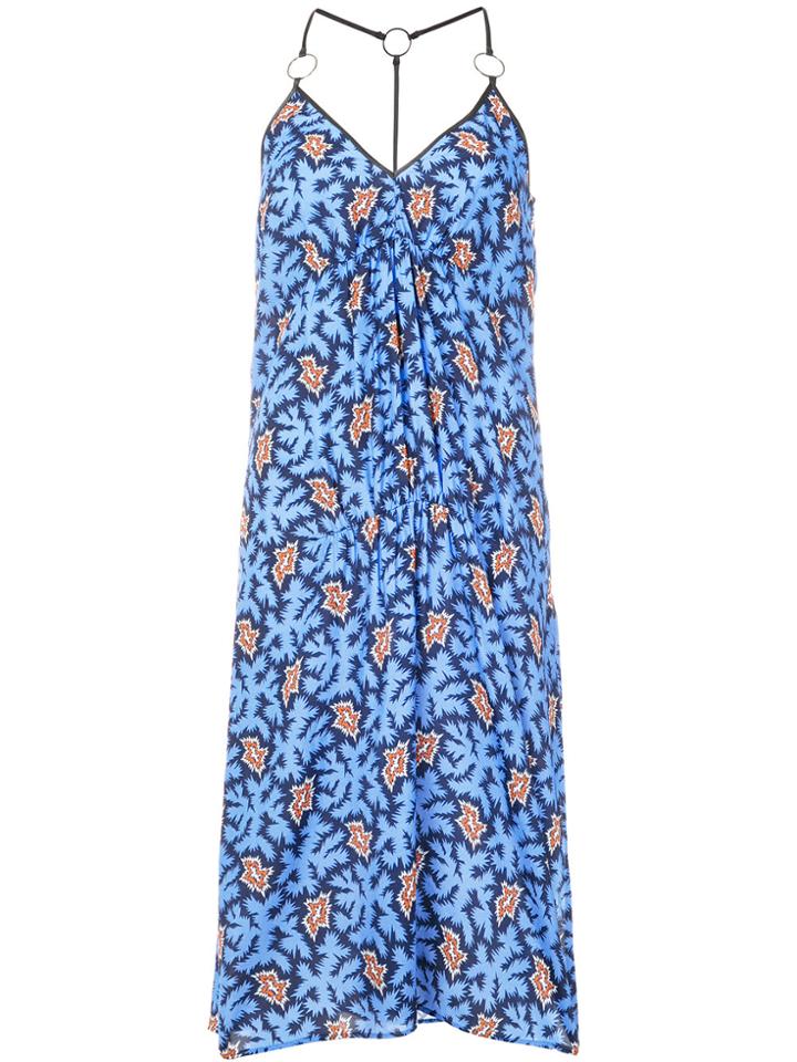 Victoria Victoria Beckham Floral Print Midi Dress - Blue