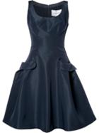 Carolina Herrera 'faille Pocket' Dress, Women's, Size: 14, Blue, Silk