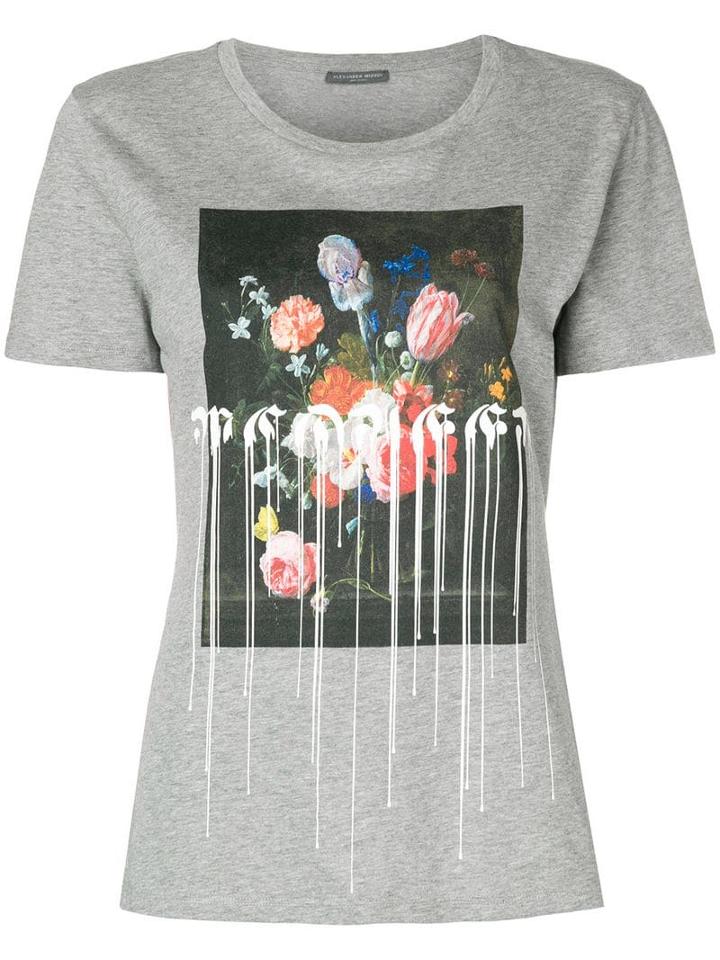 Alexander Mcqueen Floral-printed Short-sleeved T-shirt - Grey