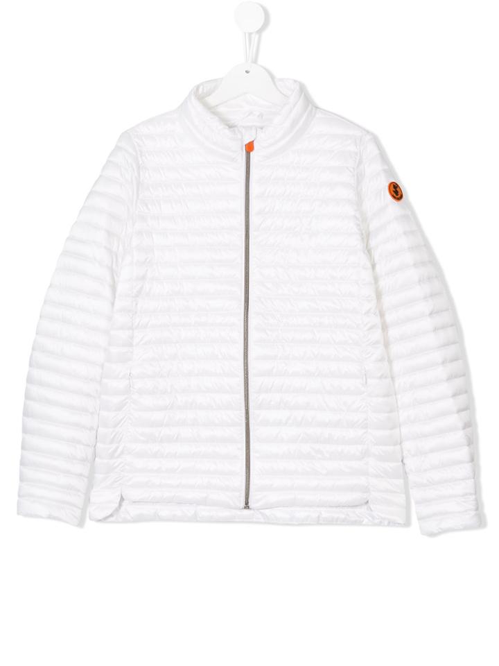 Save The Duck Kids Logo Plaque Padded Jacket - White