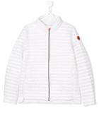 Save The Duck Kids Logo Plaque Padded Jacket - White