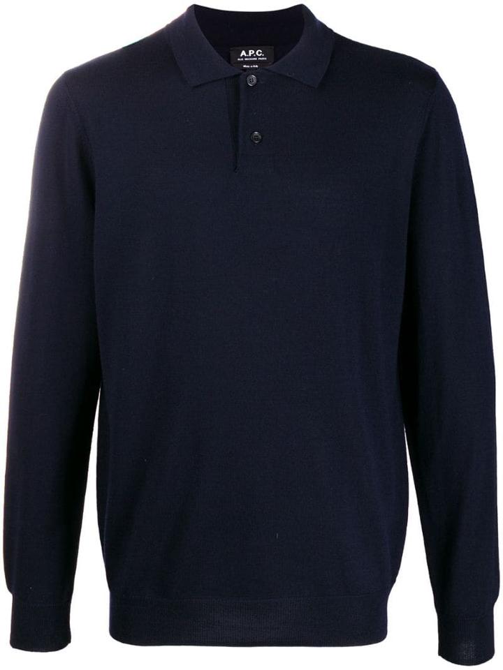 A.p.c. Polo Neck Knitted Sweater - Blue